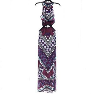 mm mm mm Maxi Dress Aztec Print Purple White Turquoise Small